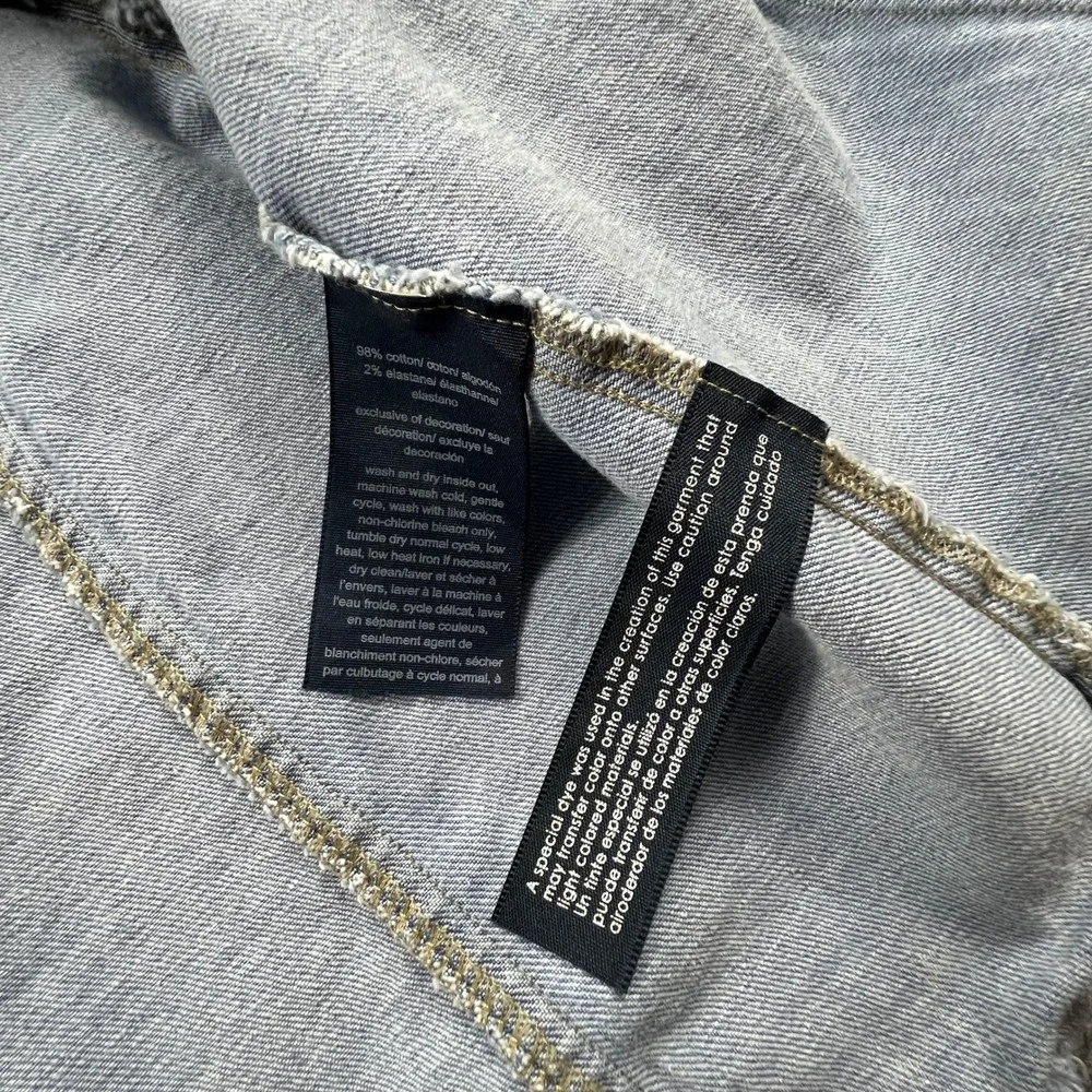 Tommy Jeans Womens Size Small Light Wash Military‎ Denim Jacket Cropped Y2K